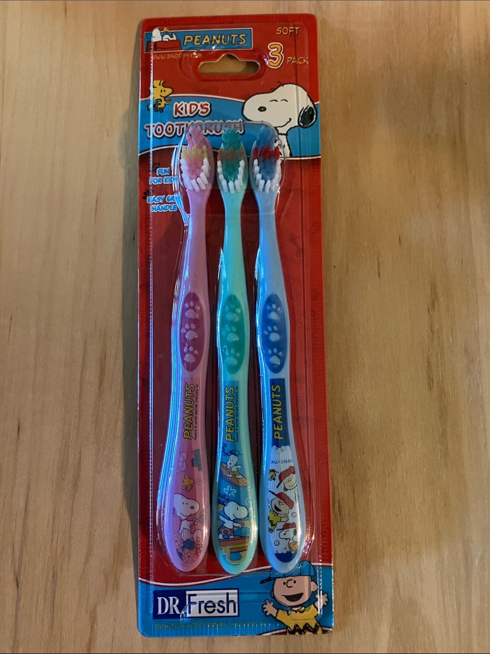 Peanuts Kids Toothbrush Set Soft - Pink, Teal, Blue